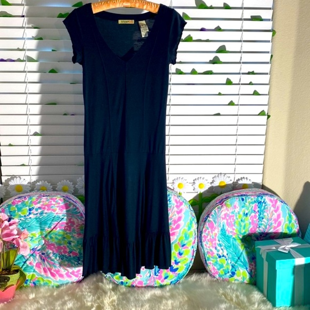 Stamp 10 soft black dress with ruffle hem